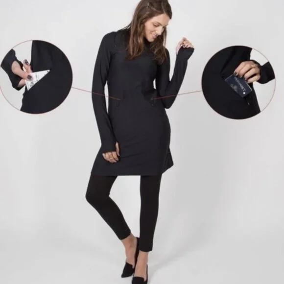 Betabrand Red Eye Hoodie Travel Dress Large EUC - Picture 2 of 7